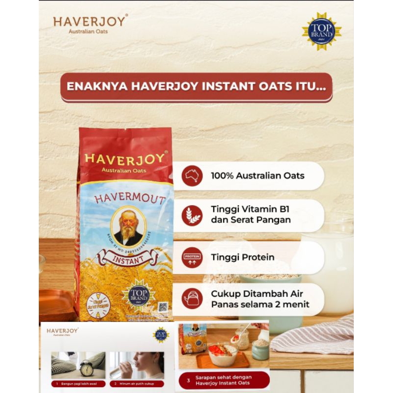 

haverjoy 500 gram instant oat merah / gandum cereal. / australian oat menu sarapan havermout