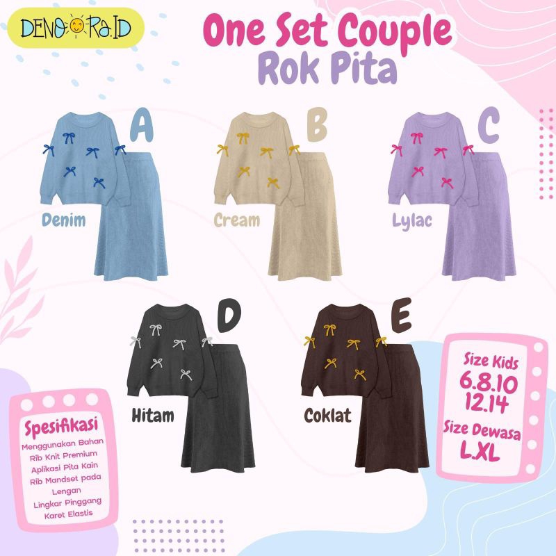 ( OPEN PRE ORDER ) One Set Couple Rok Pita by Denora Id Size Kids 6 8 10 12 14 Size Mom L & XL
