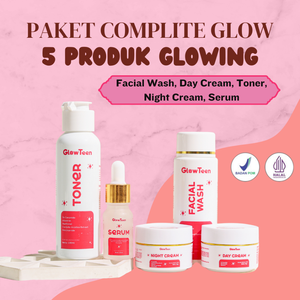 Glowteen Paket Complit Skincare Remaja & Dewasa Pencerah Wajah Glowing BPOM