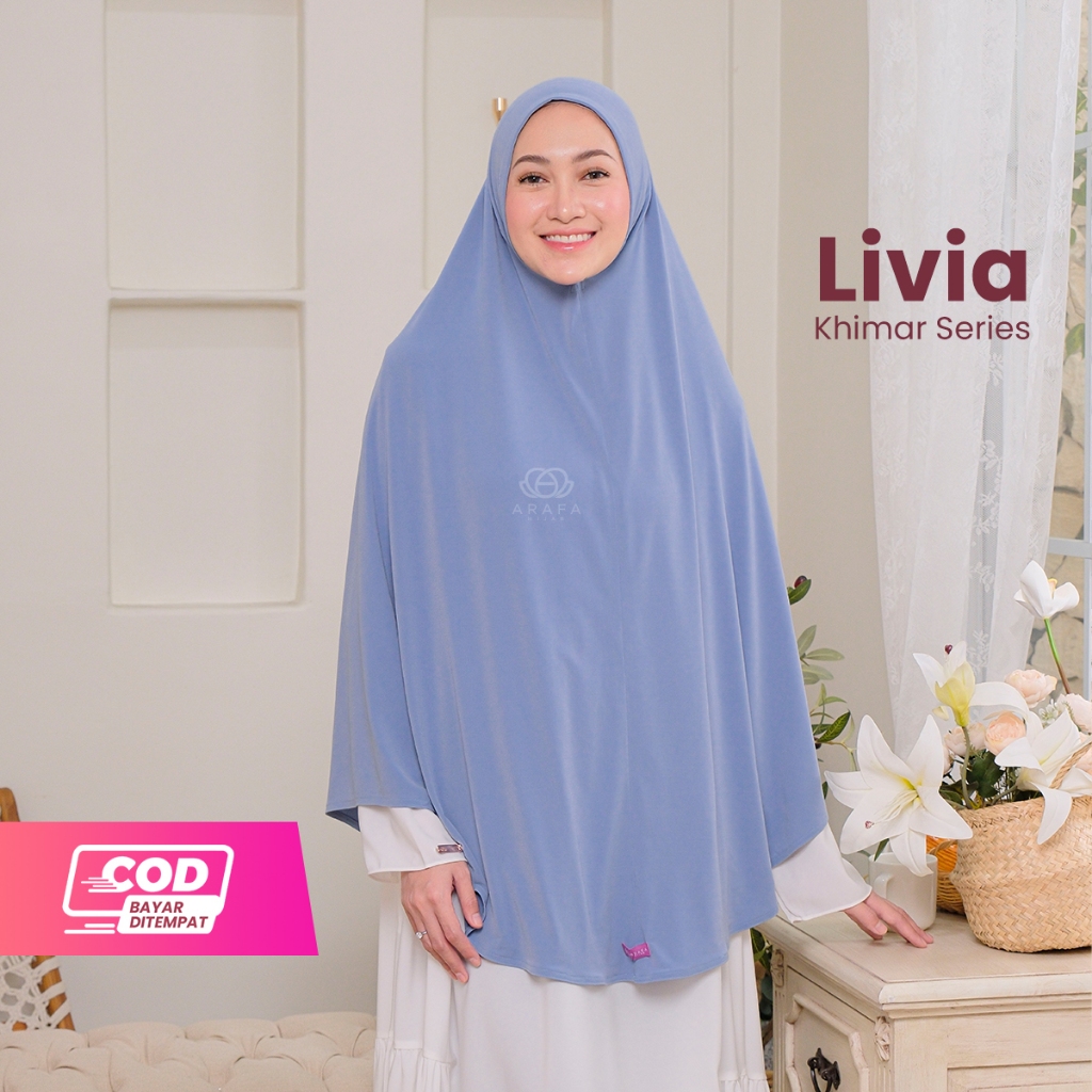 Arafa Hijab - Khimar Livia XL | Jilbab Langsungan Instan Terbaru Kekinian & Syari Non Pet | Jersey I