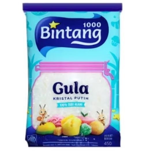 

(450G) KEMASAN PABRIK GULA PASIR BINTANG 1000 450G GULA KEMASAN