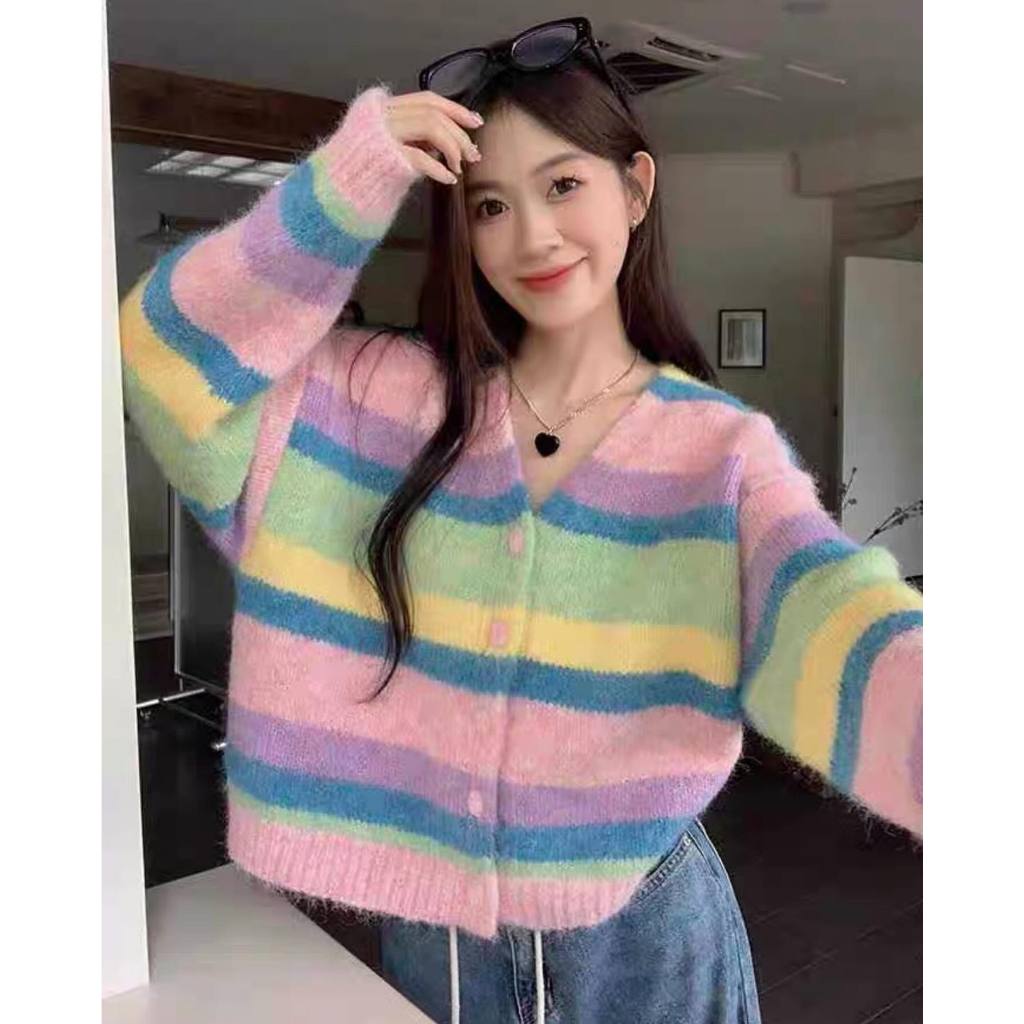 CIEL CROP CARDIGAN RAINBOW