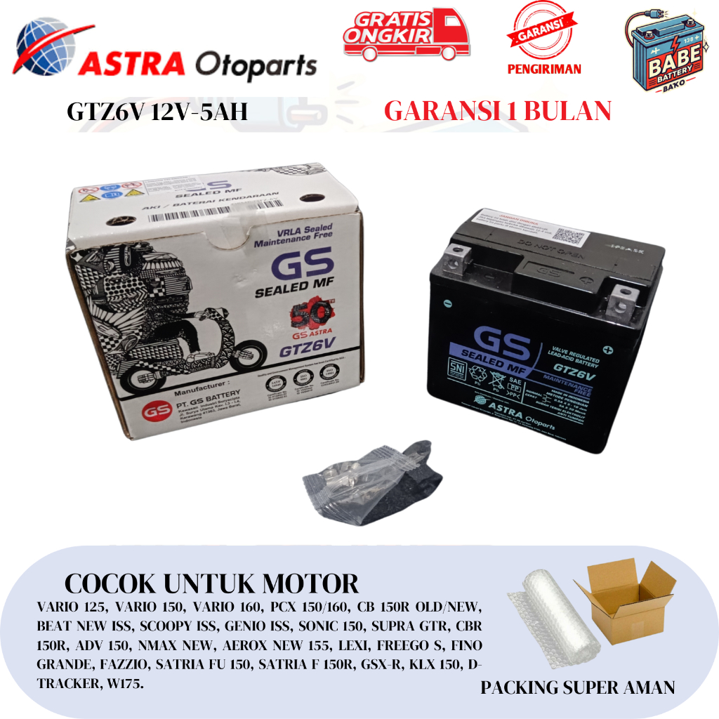 Aki Motor  Beat ISS / Idling Stop, Scoopy ISS, Beat Pop ISS, GS Astra Original GTZ6V
