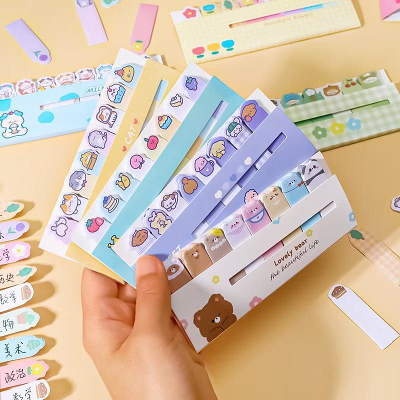 

Sticky Notes 8 in 1 Pembatas Buku Penanda Halaman Fancy lucu Motif Karakter lucu 120 lembar