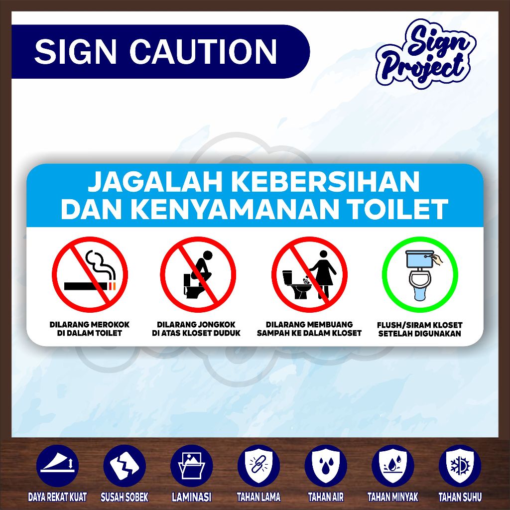 

stiker vinyl anti air JAGALAH KEBERSIHAN DAN KENYAMANAN TOILET ICON/Stiker jangan Merokok/Stiker Jangan Jongkok di Kloset Duduk/Dilarang Membuang Sampah Ke dalam Kloset