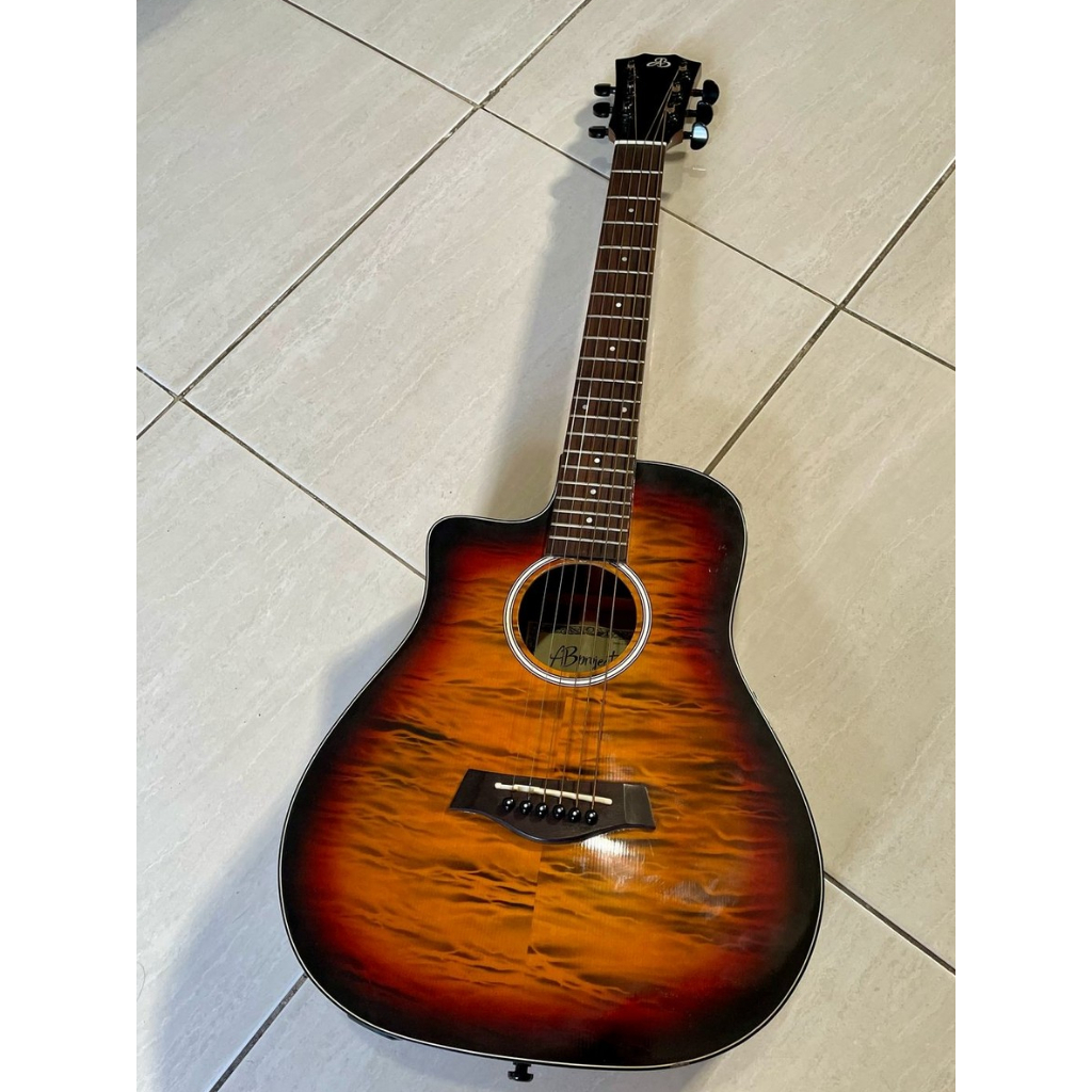 AB Project Left Handed Bourbon Burst Series Acoustic Baby Guitar - Gitar Kidal Akustik