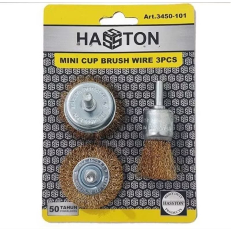 Sikat Kawat Gerinda Mini Haston Set 3 Pcs Sikat Bor