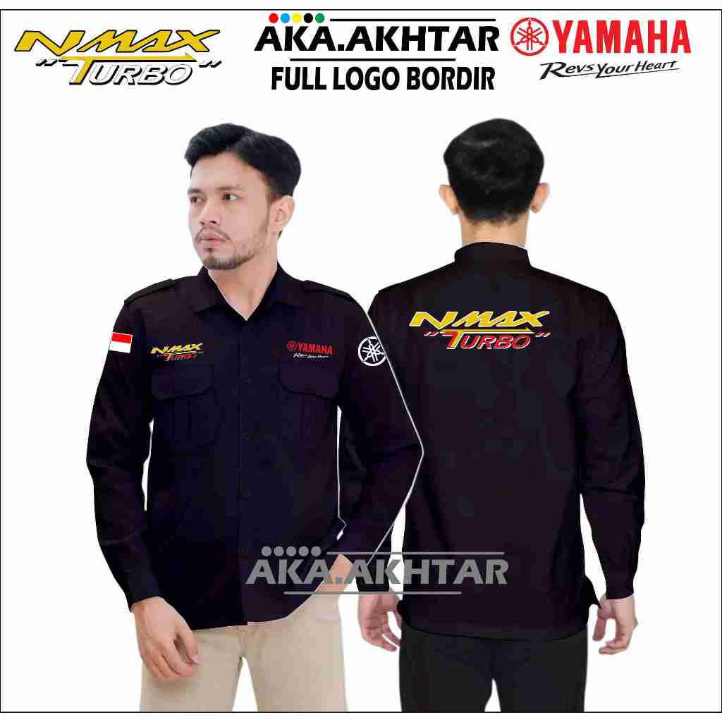 KEMEJA YAMAHA MAXI LENGAN PANJANG - SERAGAM YAMAHA MAXI FULL LOGO BORDIR - KEMEJA MAXI - BAJU KEMEJA