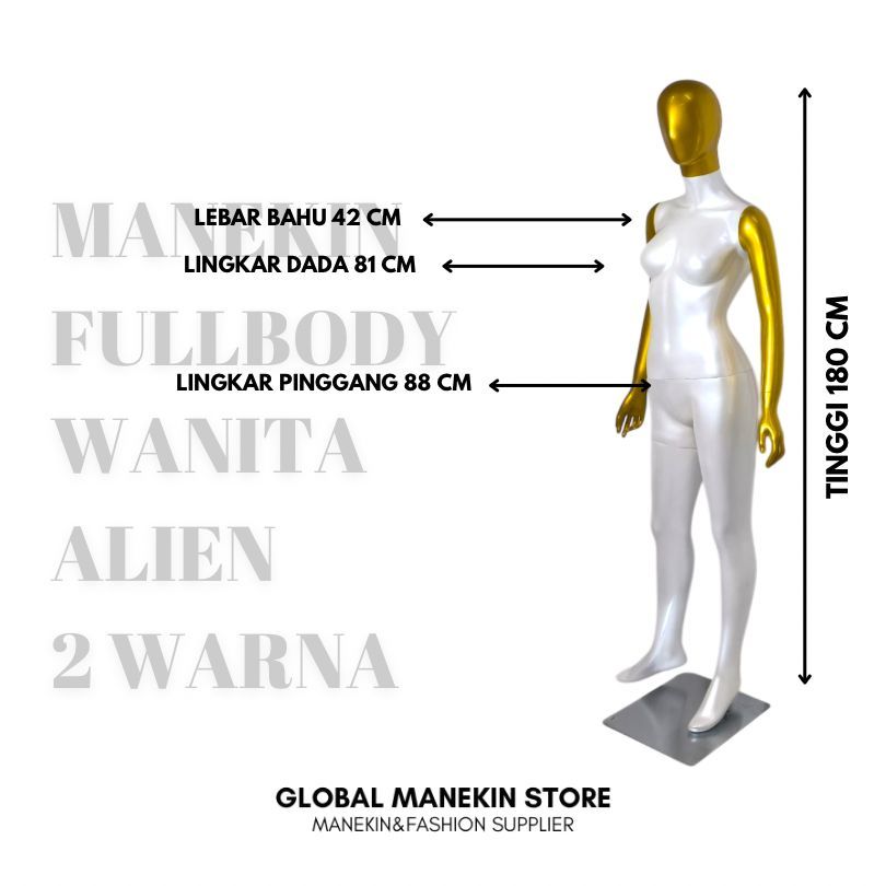 Manekin Badan Wanita Full Body Warna Gold Emas Kualitas Premium