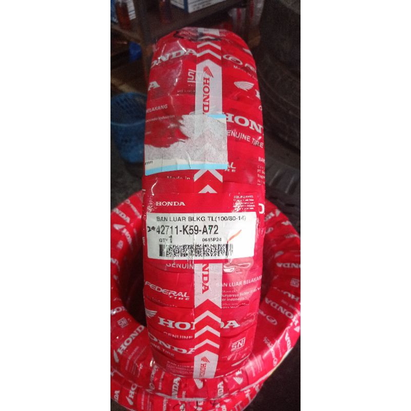 Ban luar Tubless Motor Belakang Vario 150 dan Depan PCX 150 Federal : 100/80-14