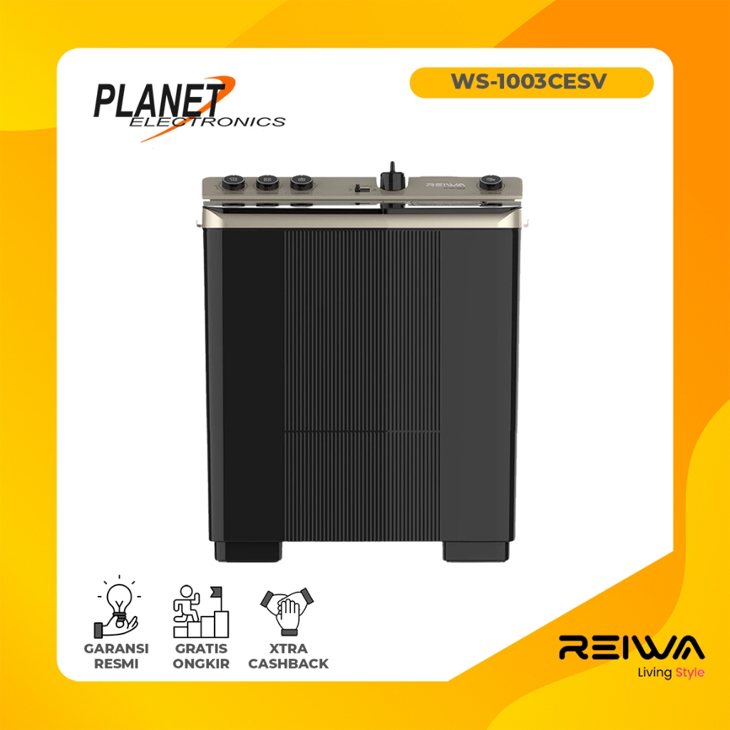Reiwa Mesin Cuci 2 Tabung / Mesin Cuci 2 Tabung WS-1003CESV Kapasitas 9Kg