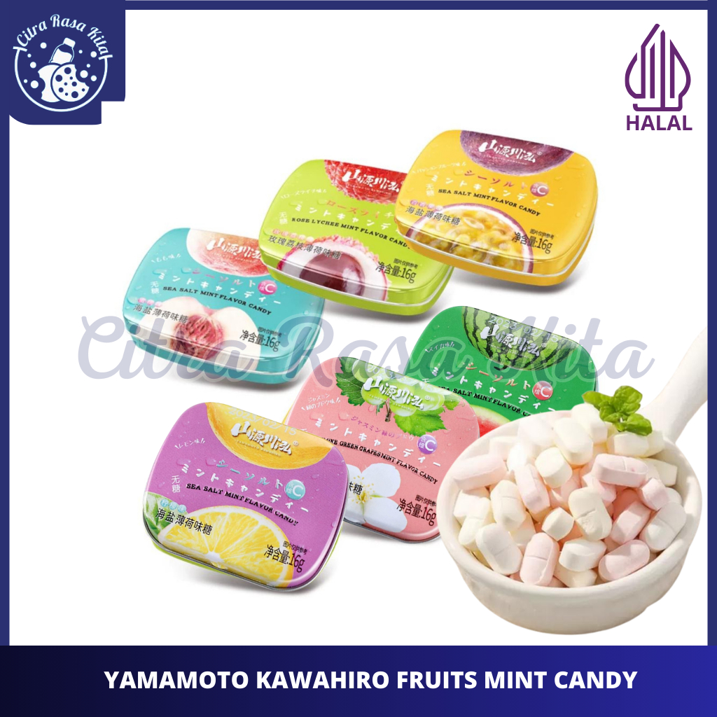 

Halal Yamamoto Kawahiro Fruit Mint Candy / Permen Mint Bebas Gula Rasa Aneka Buah 16g