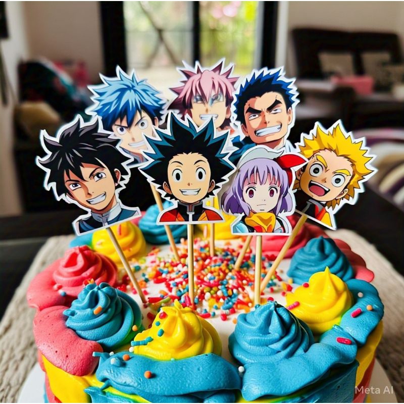 Custom Topper Anime Satuan Topper Kue Cupcake dll
