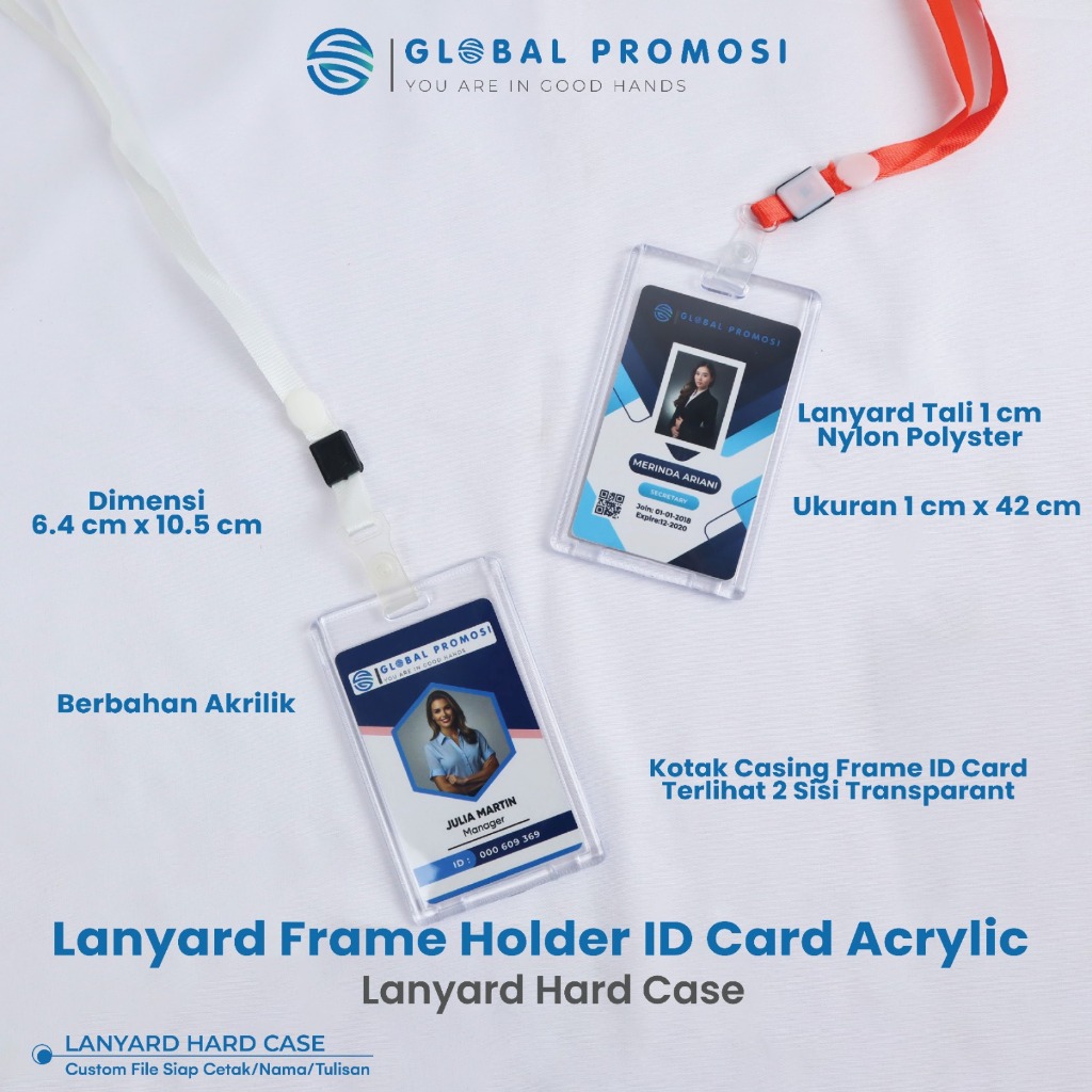 

READY STOCK Id Card Lanyard Card Holder Akrilik Transparant Vertical Bening 2 sisi Set Tali Kalung