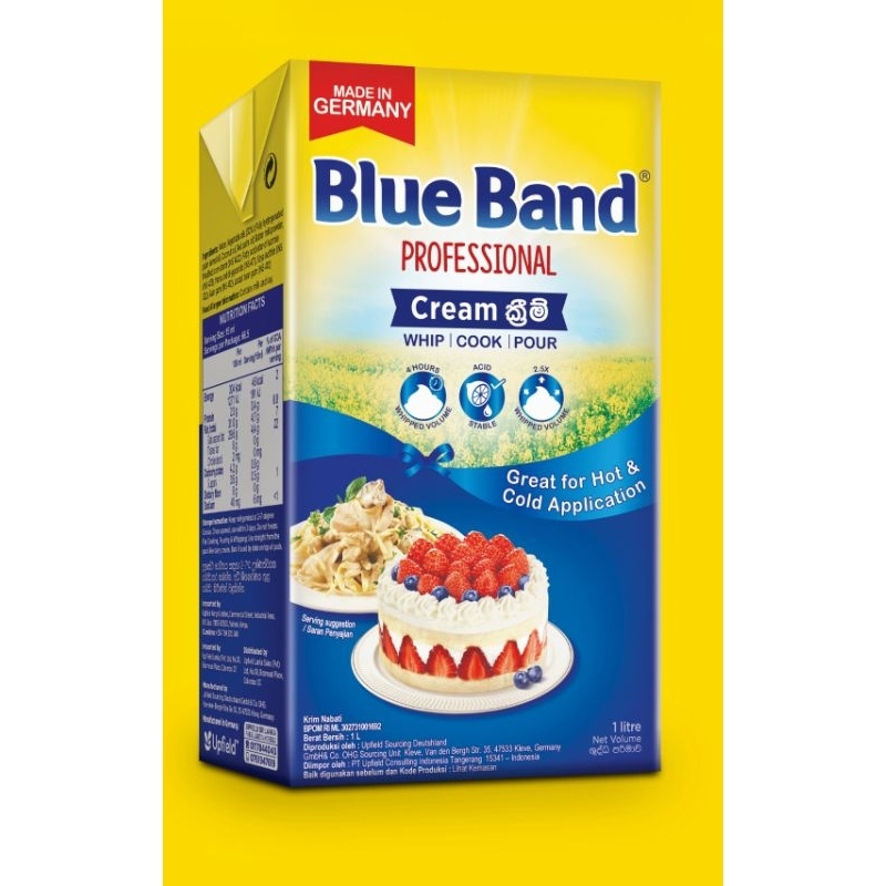 

Blue Band Whipping Cream 1L / Whipped Cream Blue Band 1L / Blue Band Profesional Cream 1L