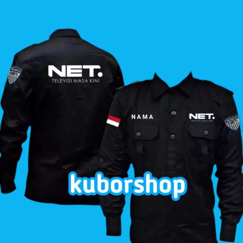 kemeja crew NET TV / NET TELEVISI MASA KINI baju NET TV seragam NET TVfull bordir