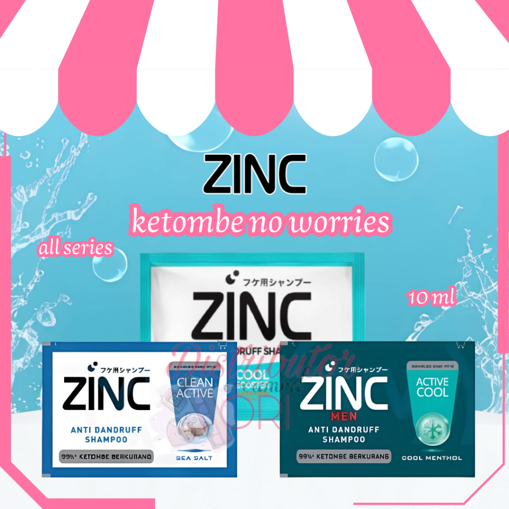 Zinc Shampoo 10ml | SACHET | BPOM | ORIGINAL | ACTIVE COOL | CLEAN ACTIVE | COOL BOOSTER