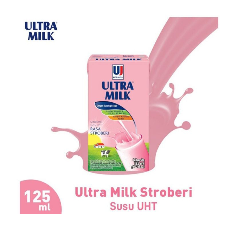 

Susu Ultra Stroberi / Strawberry 125 ml ( 1 dus isi 40 pcs )
