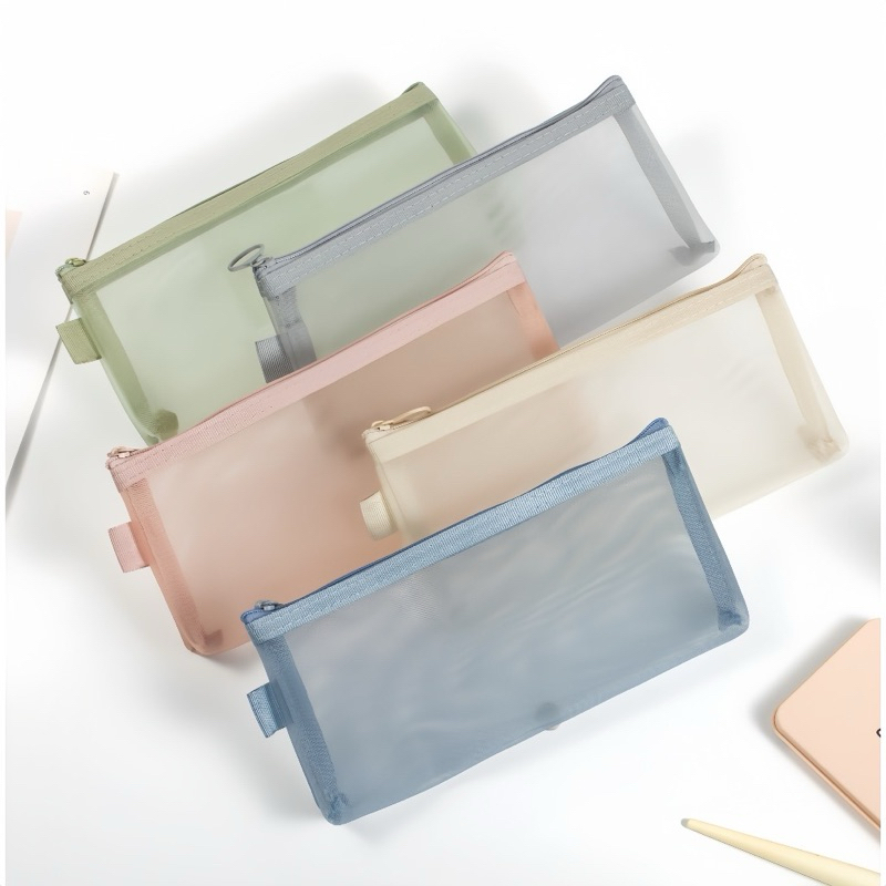 

Tempat Pensil Transparan / Simple Style Kosmetik Tas Penyimpanan / Tempat Pensil Jaring Large-Capacity Tas Pensil Transparan Pencil Case Kotak Pensil / Alat Tulis / Dompet