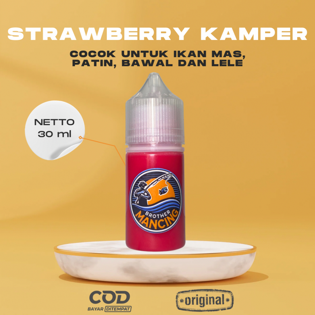 Esen Oplosan Strawberry Kamper Ikan Mas Lele Patin Bawal 30ml