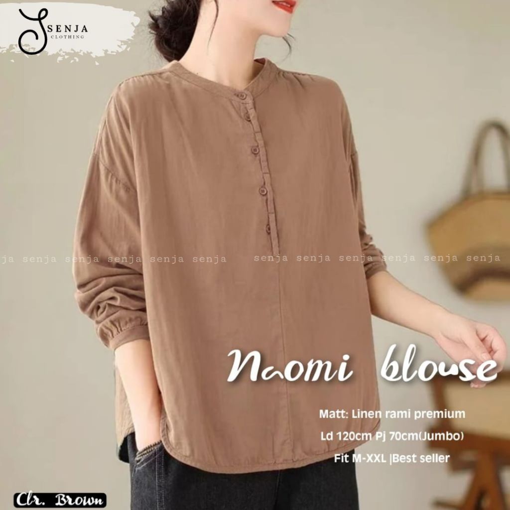 Goodsajifsn - Naomi Blus Jumbo Atasan Remaja Simpel Daily Bahan Linen Rami Premium