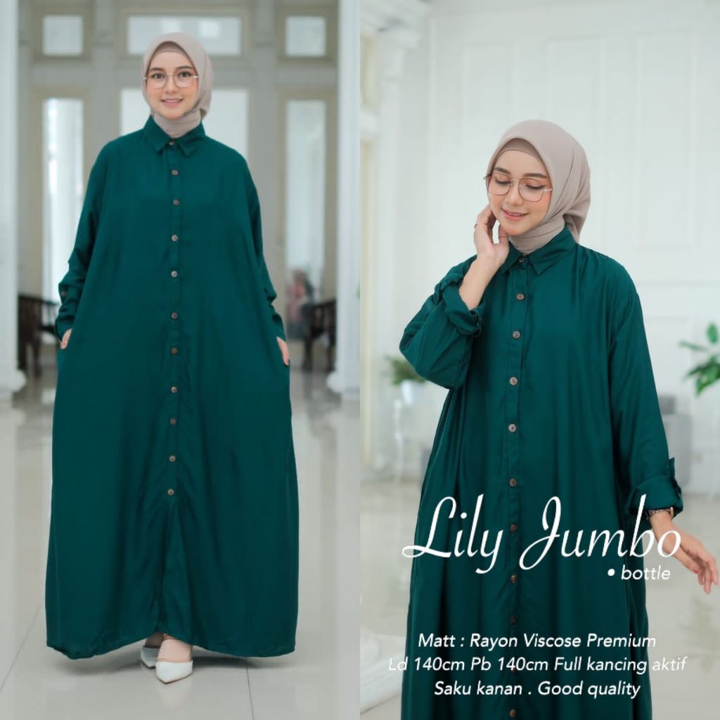 Gamis Jumbo Polos Atasan Wanita Pakaian Gaun Muslim Besar Bumil Busui Bahan Rayon Dingin LD 140 / Ga