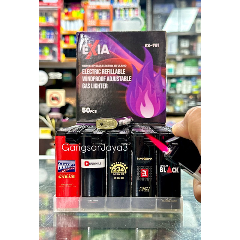 korek bara Exia 50pcs gas bisa isi ulang