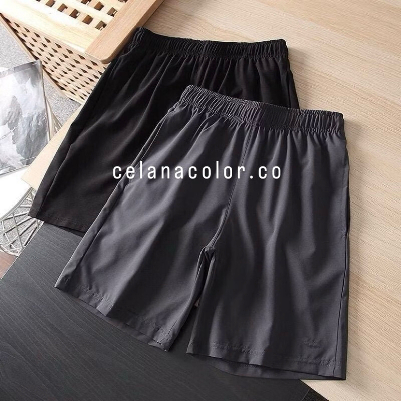 Celana pendek kolor hitam polos boxer gym lari badminton futsal