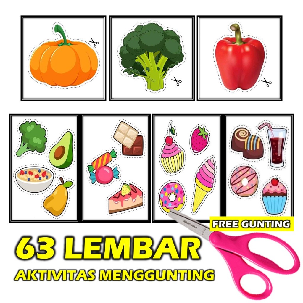 Worksheet Aktivitas Menggunting Gambar Mainan Motorik Halus Anak Mainan Edukasi Anak 1 2 3 4 5 Tahun