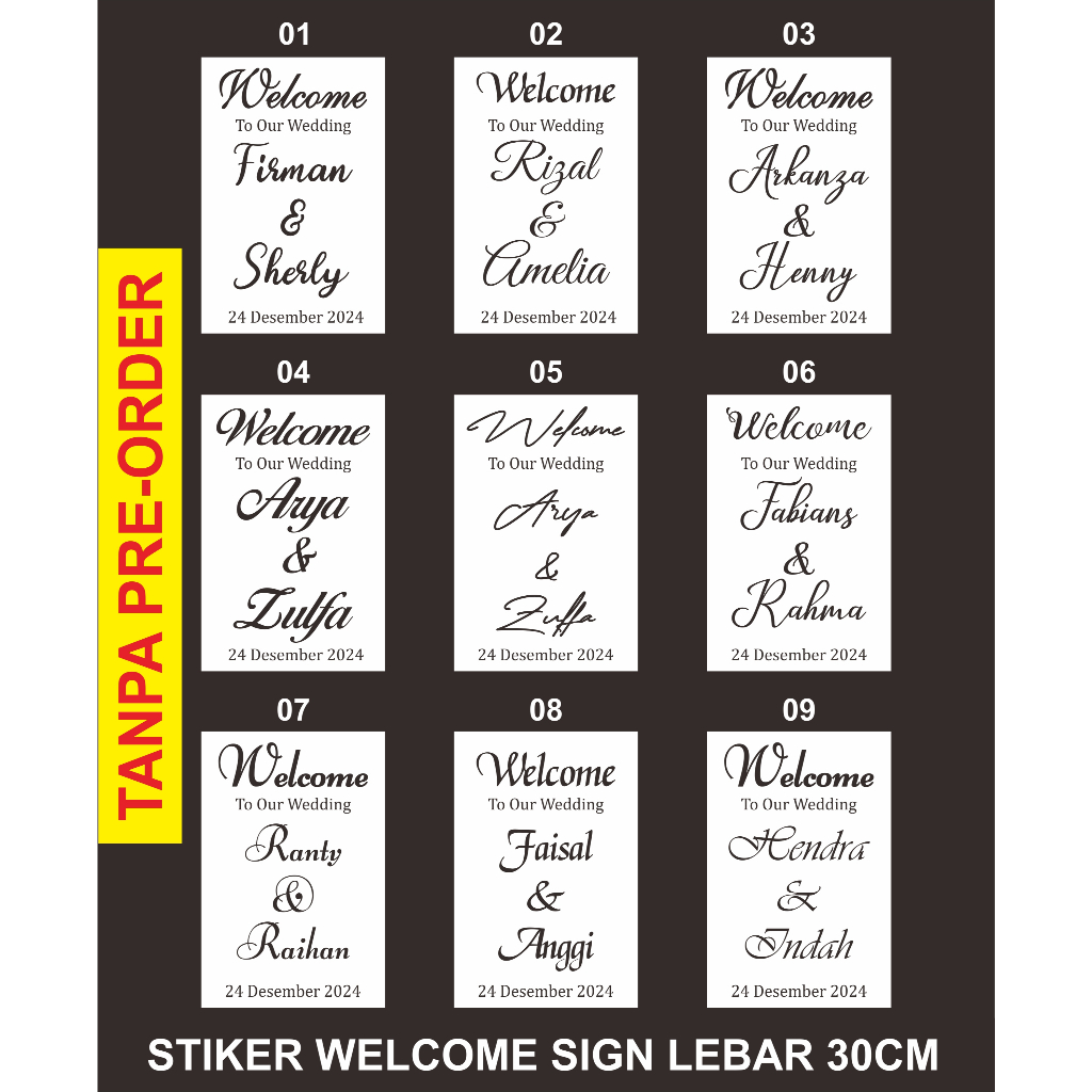 Stiker Welcome Sign Lebar Kaca 30cm Cutting Sticker Akrilik Wooden Dekorasi Lamaran Wedding Engageme