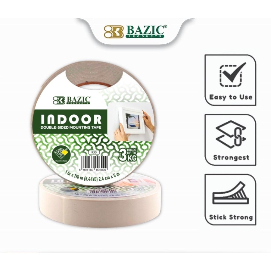 MOUNTING TAPE PEREKAT SERBAGUNA DALAM LUAR RUANGAN INDOOR OUTDOOR DOUBLE TAPE FOAM BUSA 24 MM X 5 ME