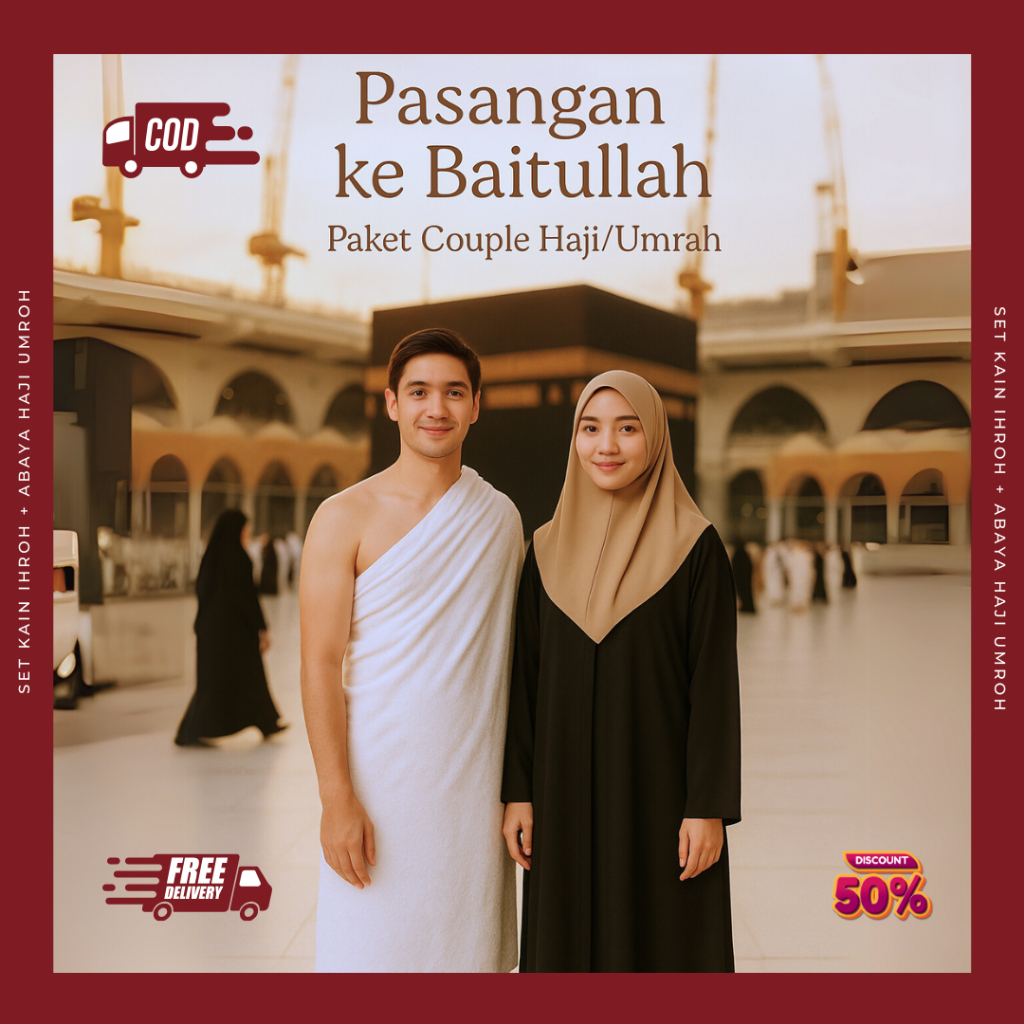 paket couple set kain ihram + abaya Haji Umroh exclusive premium Mugaya