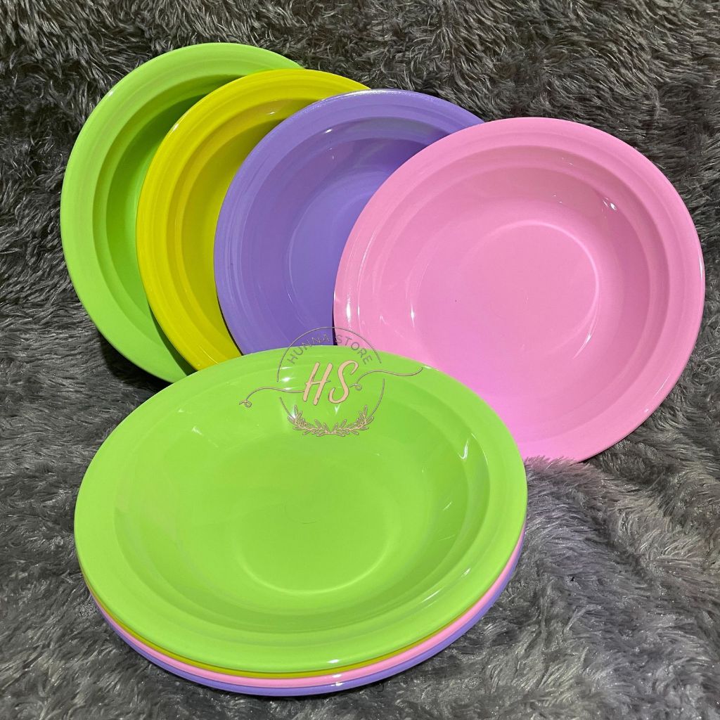 ￼1 LUSIN PIRING MAKAN MELAMIN CEKUNG PINK 9 INCH / PIRING MELAMIN PINK LILAC / PIRING MAKAN CEKUNG M