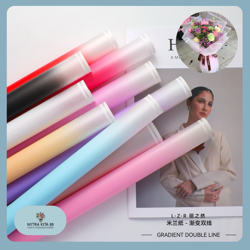 

Isi 20 LEMBAR Kertas buket gradient cellophane Flower Wrapping Paper Florist KB09