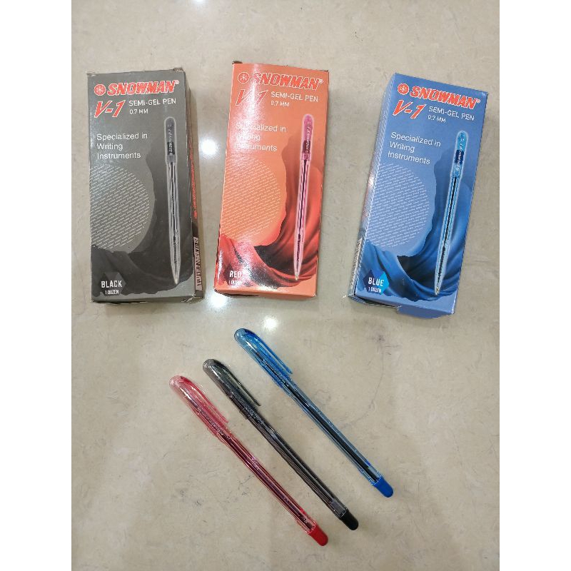 

(1BOX 12PCS) Pulpen Ballpoint Snowman V1 Semi Gel Pen 0.7 mm