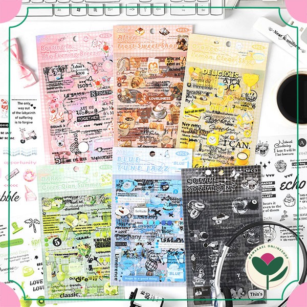 

1 set isi 4 lembar autumn letters sticker aesthetic journaling DIY scrapbook deco stiker vintage cantik MK1965