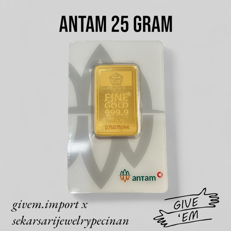 25 Gram ANTAM LM Logam Mulia Emas Batangan Investasi Press Redmark Certieye Original Asli Barcode
