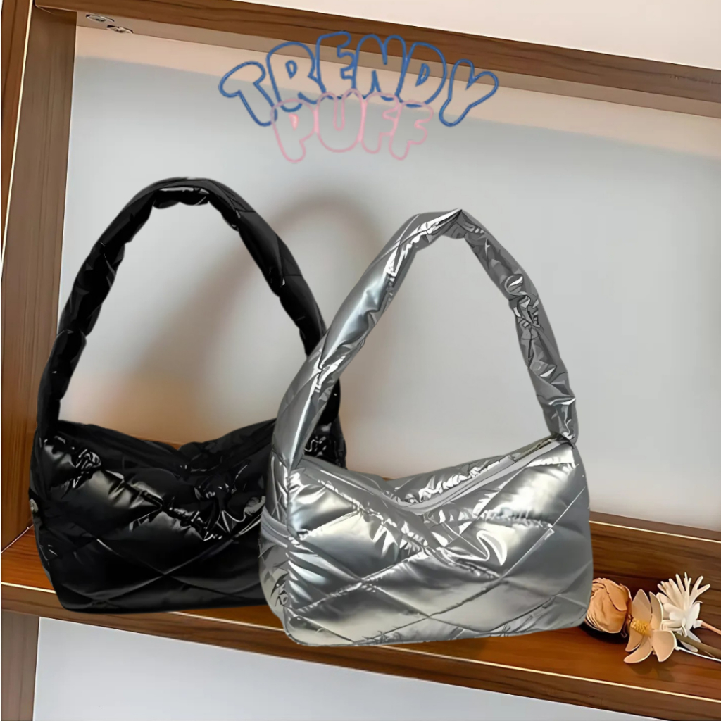 TrendyPuff - T0089 Puffy Bag Shoulder Bag Tas Selempang Wanita Sling Bag mini puffy Bubble Quilted B