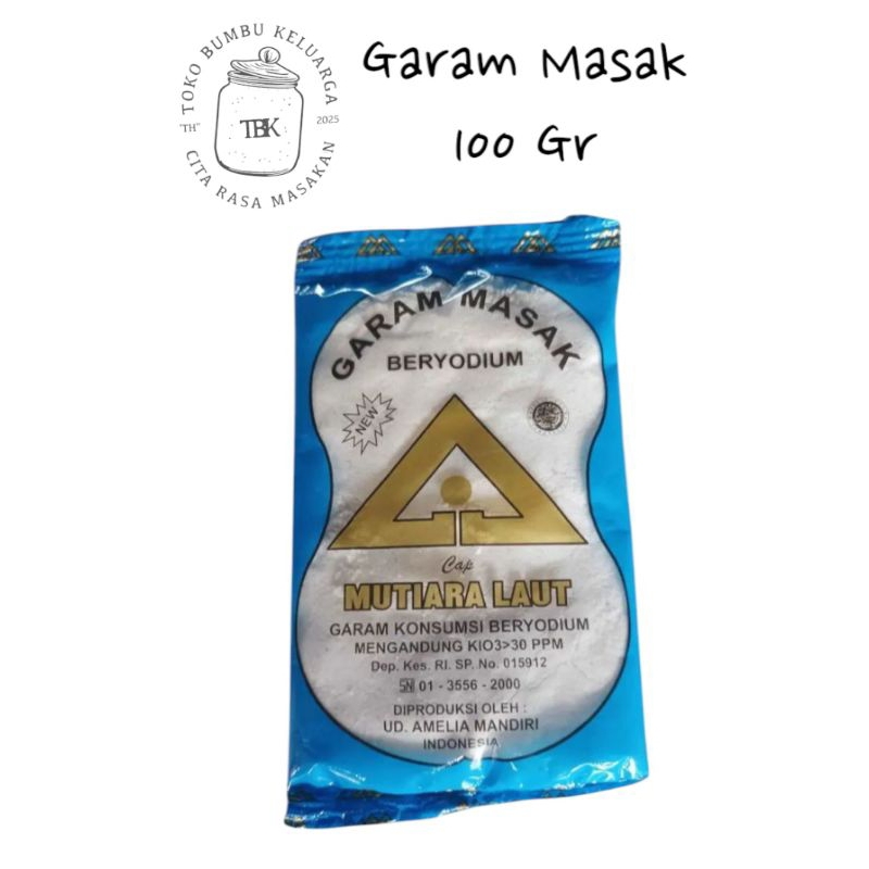 

Garam Masak 1 Pcs Merk Mutiara Laut Beryodium Halus Salt Meja Dapur Berat kemasan 100 gram