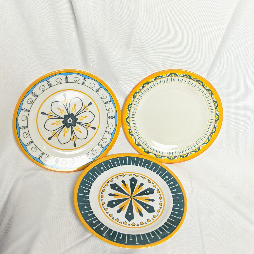 Piring Melamin Motif Aesthetic/Piring Dangkal Melamin/Piring kue  8 dan 9 inch