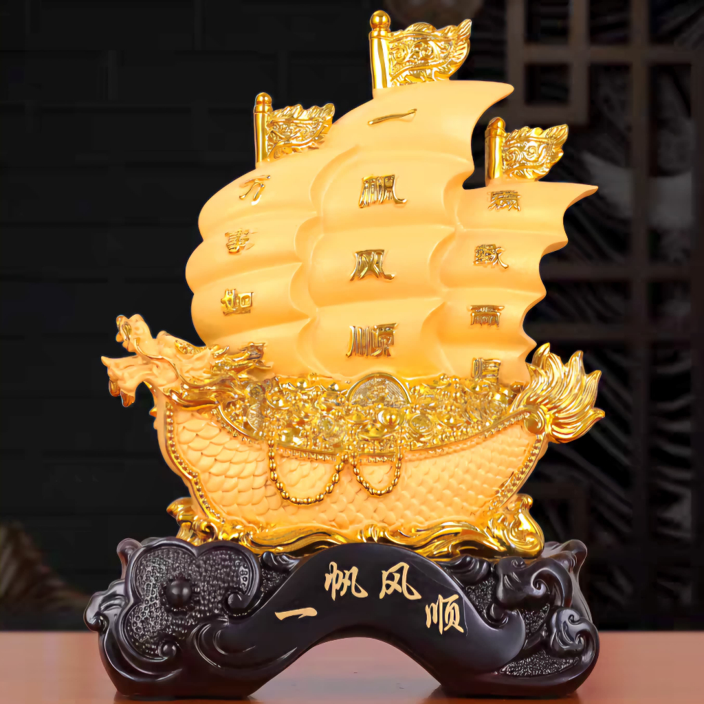Patung Kapal Pinisi fengsui patung fengshui patung keberuntungan miniatur patung Kapal Naga Kapal La