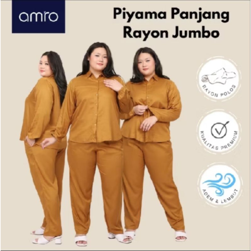 AMRO SLEEPWEAR - PIYAMA TIDUR AMRO JJ RUFF KARET XXL - PIYAMA JUMBO AMRO RAYON - PIYAMA JUMBO BAHAN 
