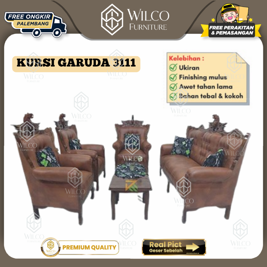 Kursi Tamu Jati Garuda Full Jati 3111 Seater / Sofa Tamu Jati Maroon PLG /Sofa Jati Murah Palembang