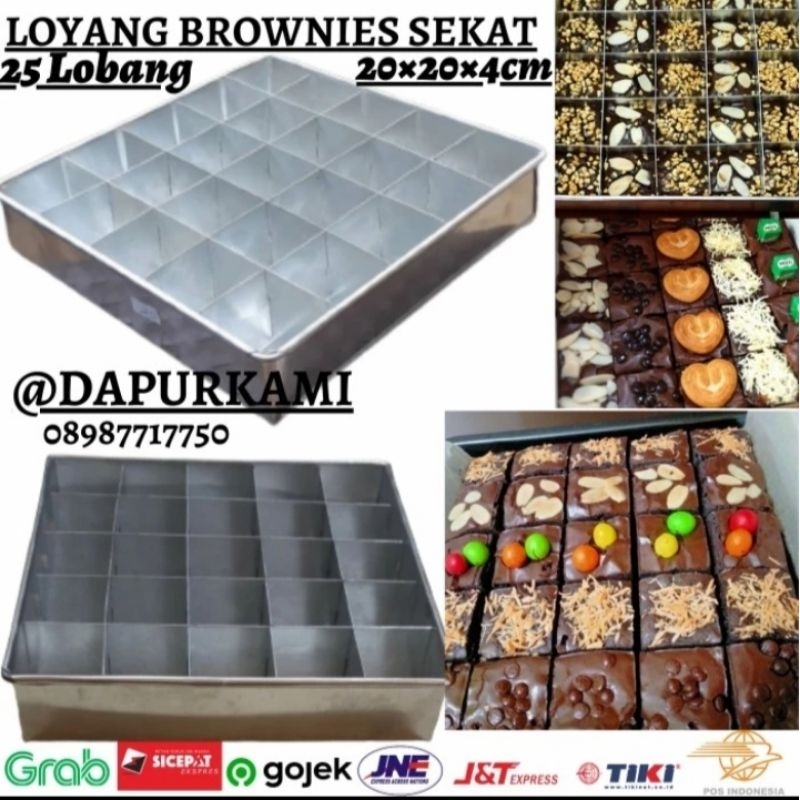 Loyang Brownies Sekat 20x20 25 Lubang Brownies Sekat 20×20