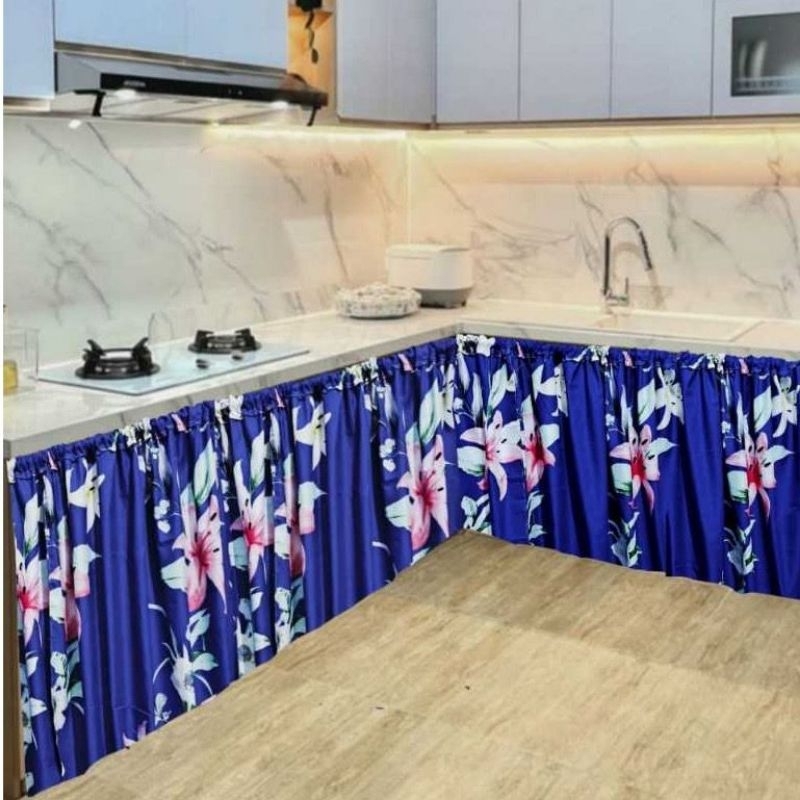 A1 Tirai kolong dapur tirai penutup kolong dapur pekanbaru riau Gorden Kolong Bawah Kompor