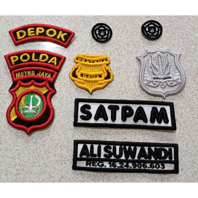 atribut satpam pdh, atribut satpam timbul, atribut logo satpam bordir komputer, atribut satpam palin