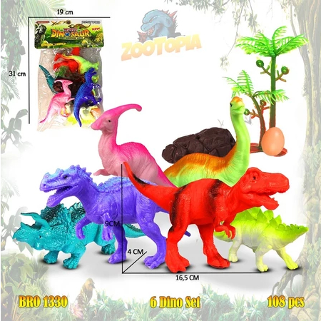 PROMO Mainan Dinosaurus Set Karet PVC Trex Brachiosarus Naga Dragon BERWARNA LUCU BRO 1593