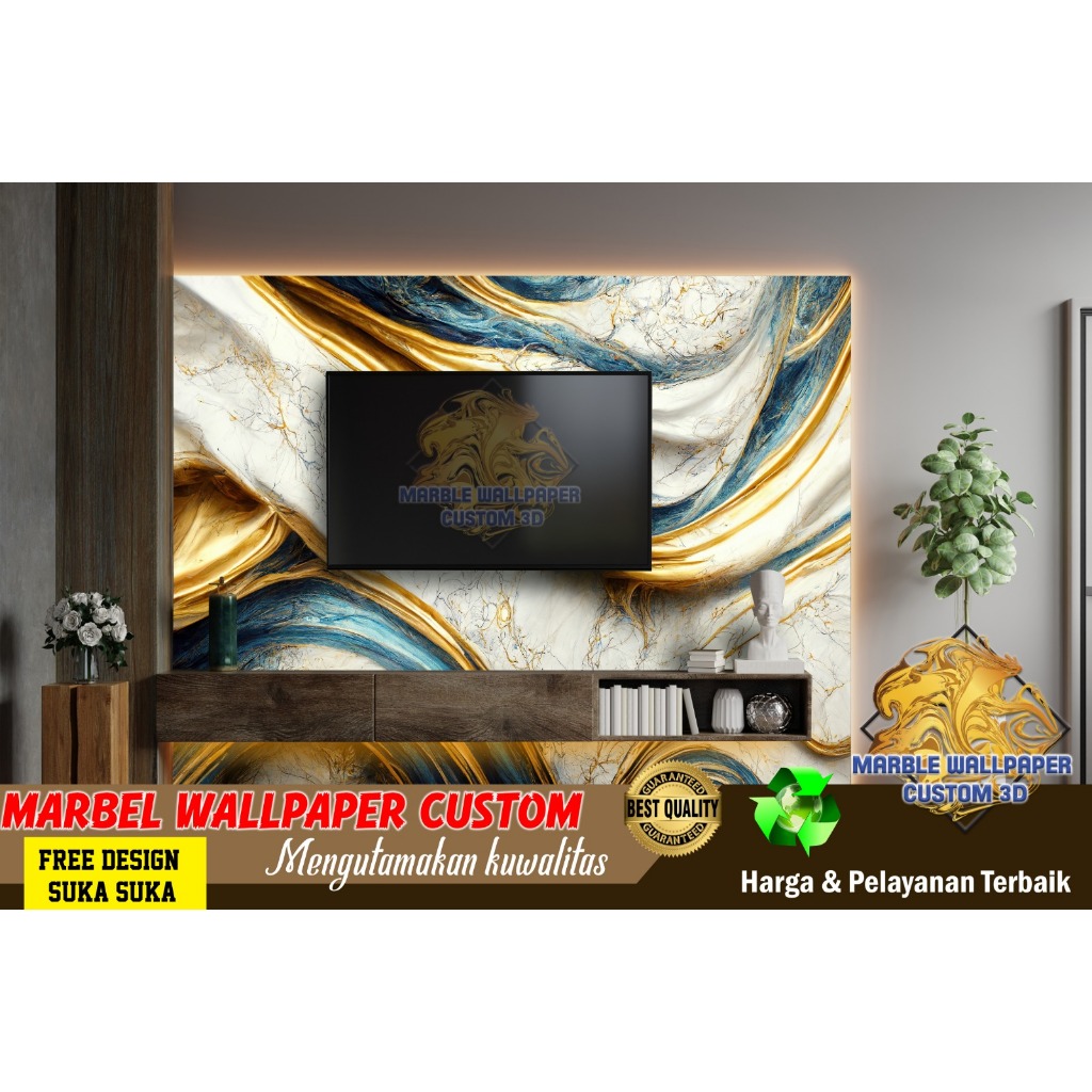 Wallpaper Custom 3D Tema Marmer | Wallpaper Dining Room Marmer | Wallpaper Ruang Makan Marmer | Wall