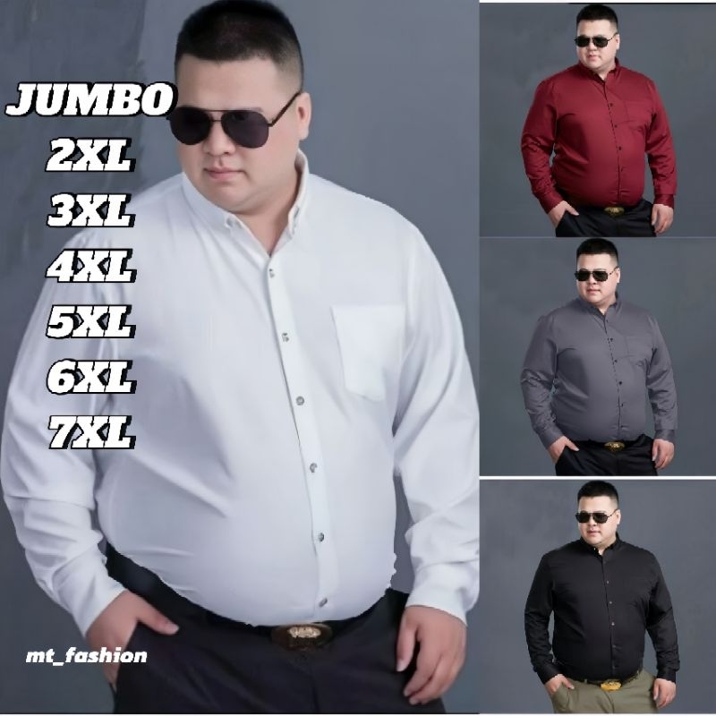 (BIG SIZE JUMBO) Kemeja Polos Pria Jumbo Lengan Panjang kantor/formal/casual size XL XXL XXXL