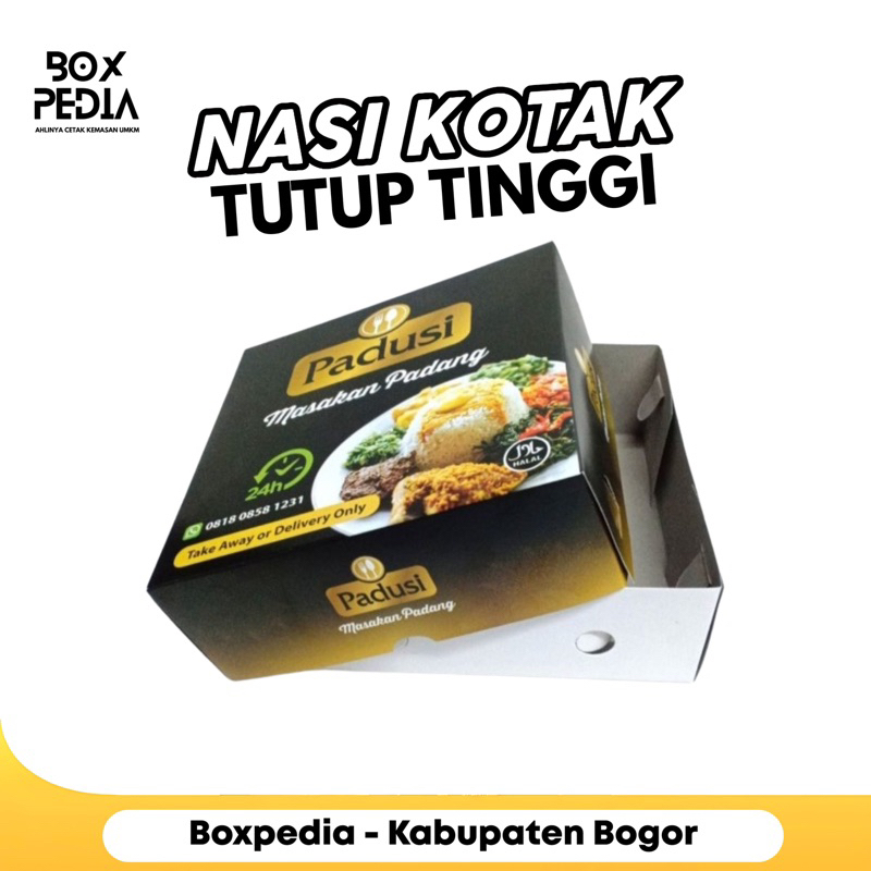 Box Catering Custom Premium Full Color Tutup Tinggi - Cetak Logo & Desain Sendiri Kotak Nasi Custom 